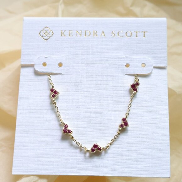 Kendra Scott Haven Heart Pink Crystal Strand Necklace in Gold - Picture 1 of 2